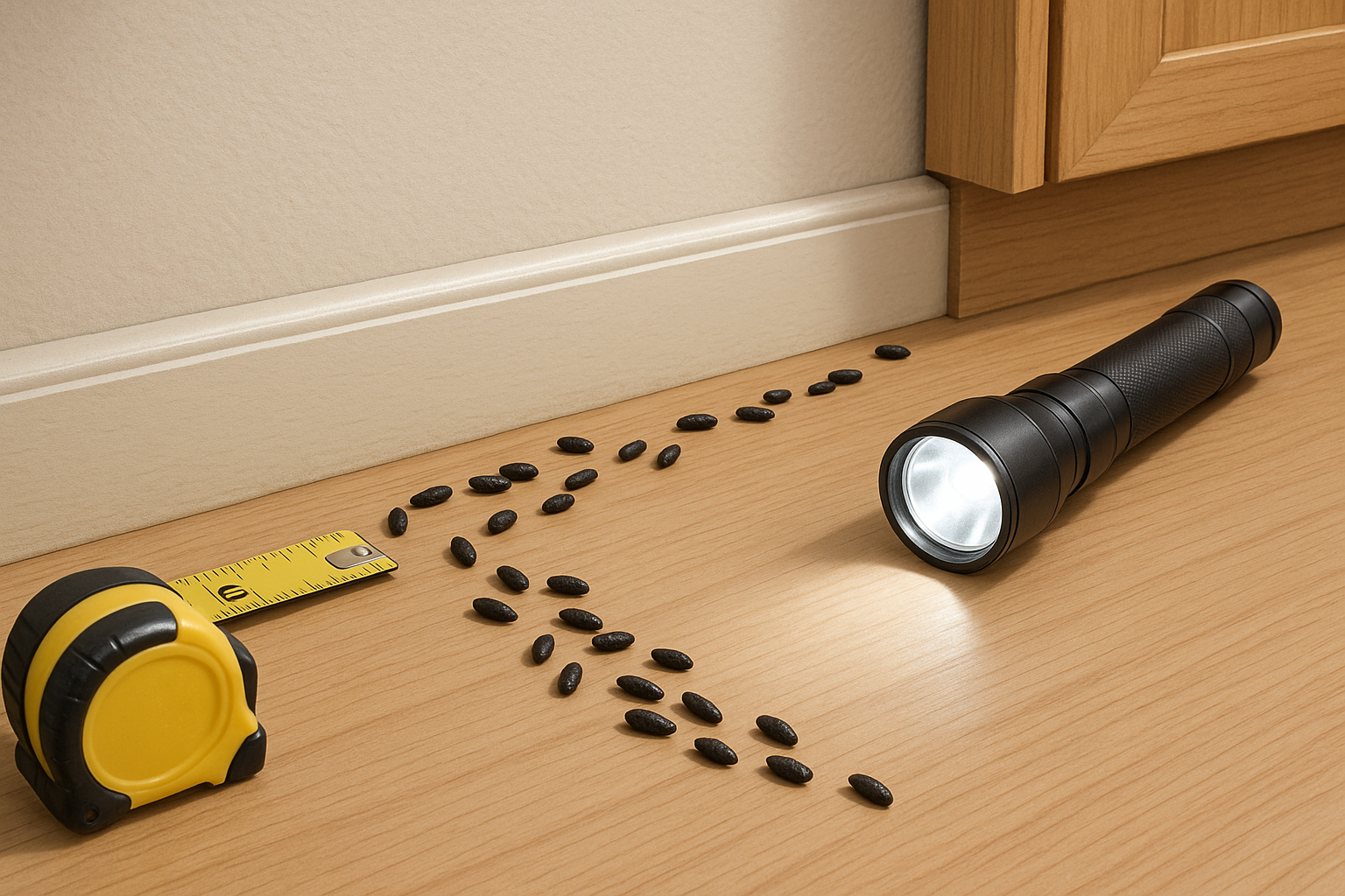 Illustration of common rat signs in a home