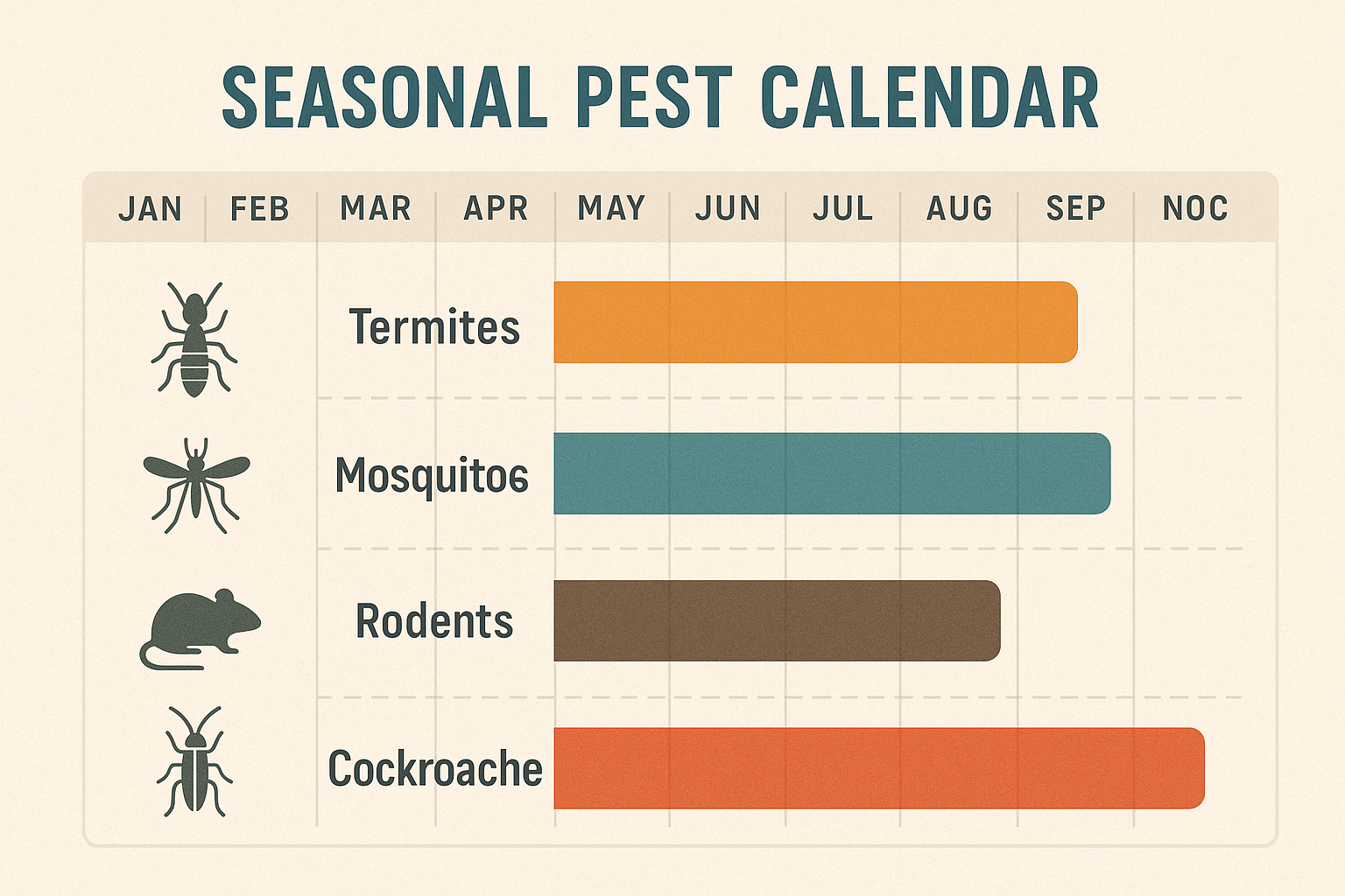 Seasonal pest activity calendar for the United States