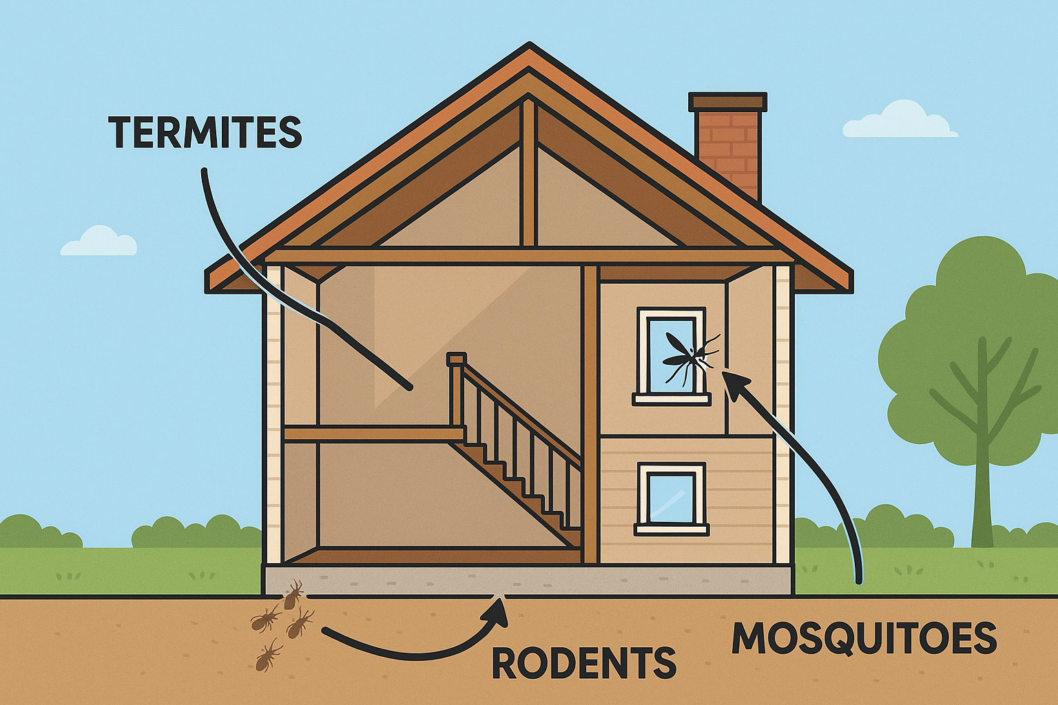 Illustration of common household pest warning signs