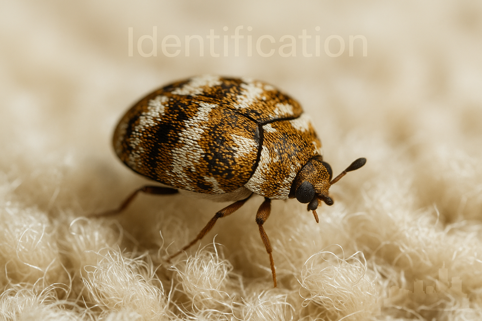 Varied and Feather-wing carpet beetles side by side