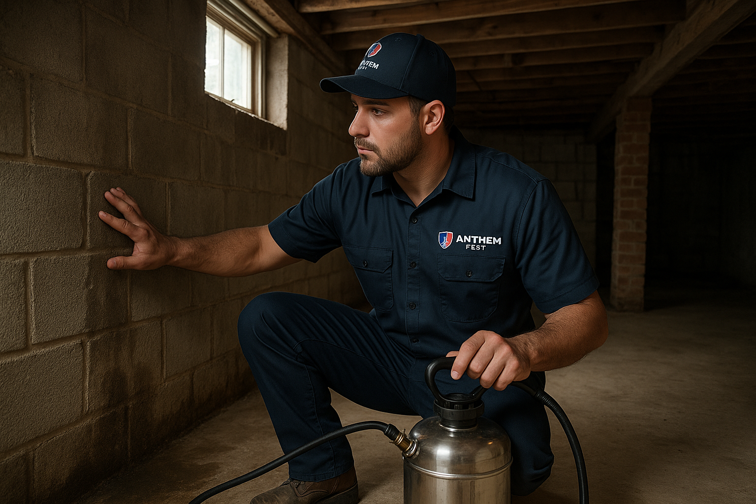 Anthem Pest technician applying silverfish treatment in a home