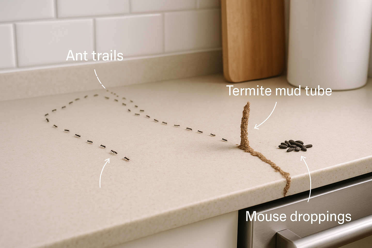 Common household pests illustration