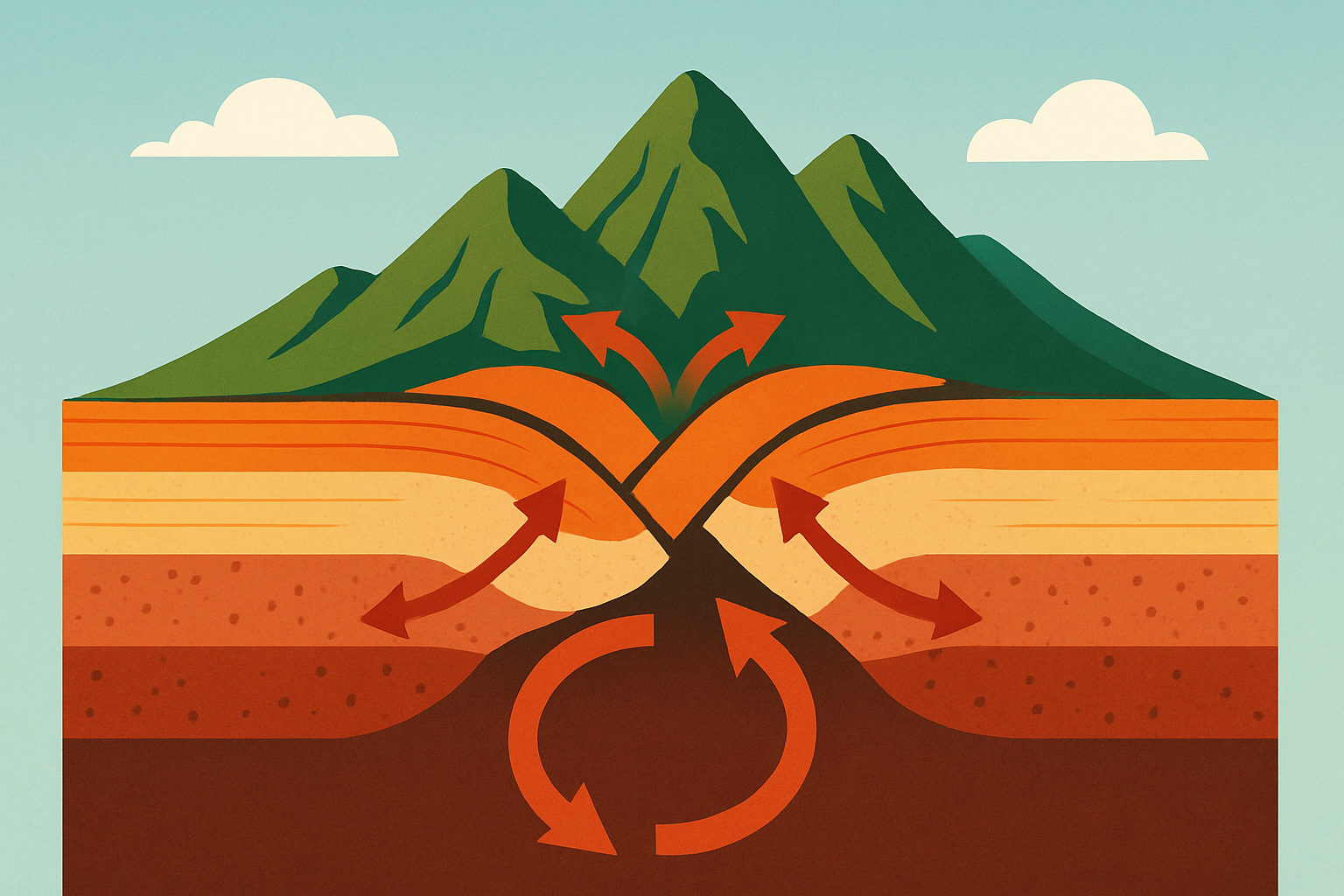 Mountain formation diagram illustrating layered pest protection