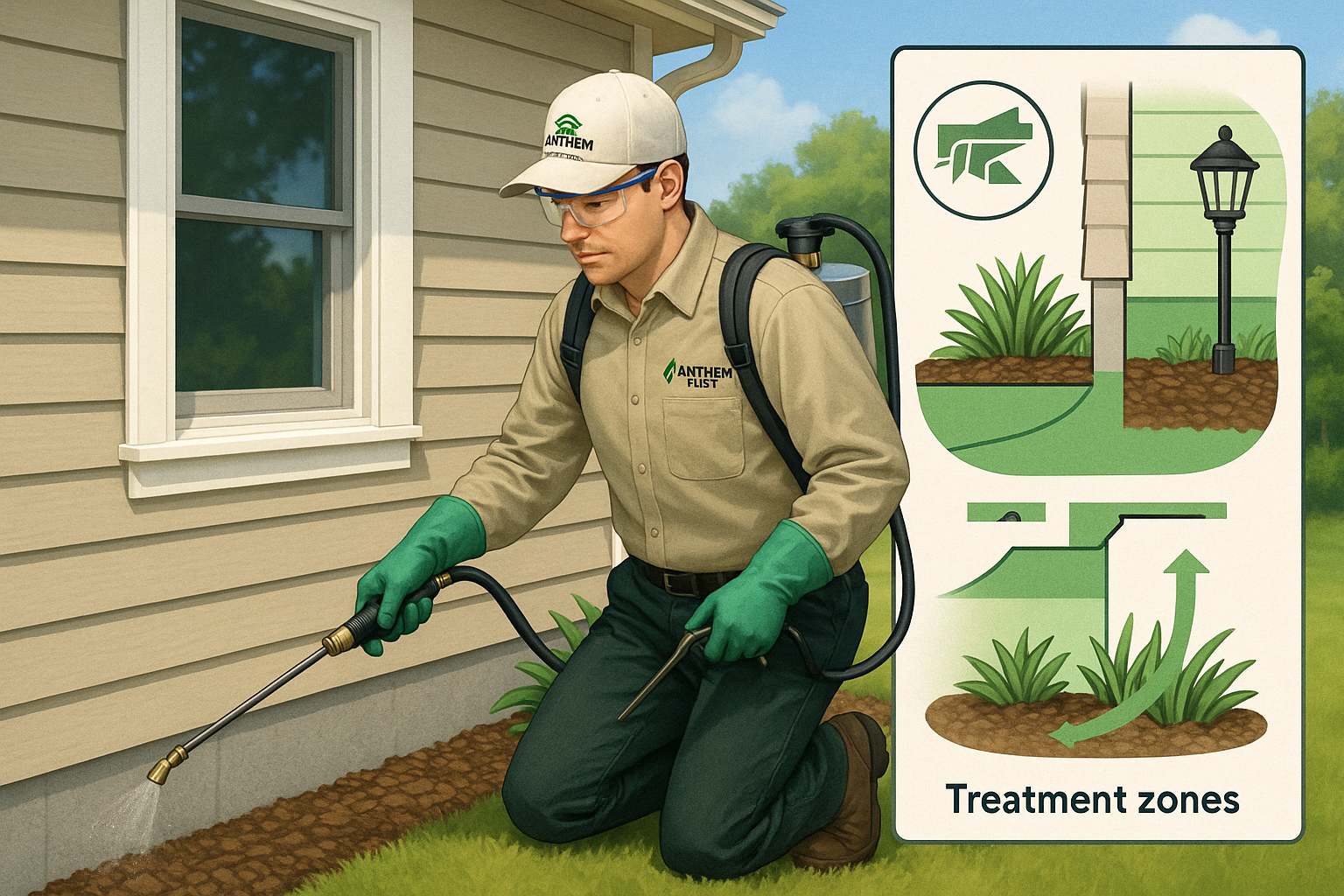 Illustration of cricket treatment methods around a home