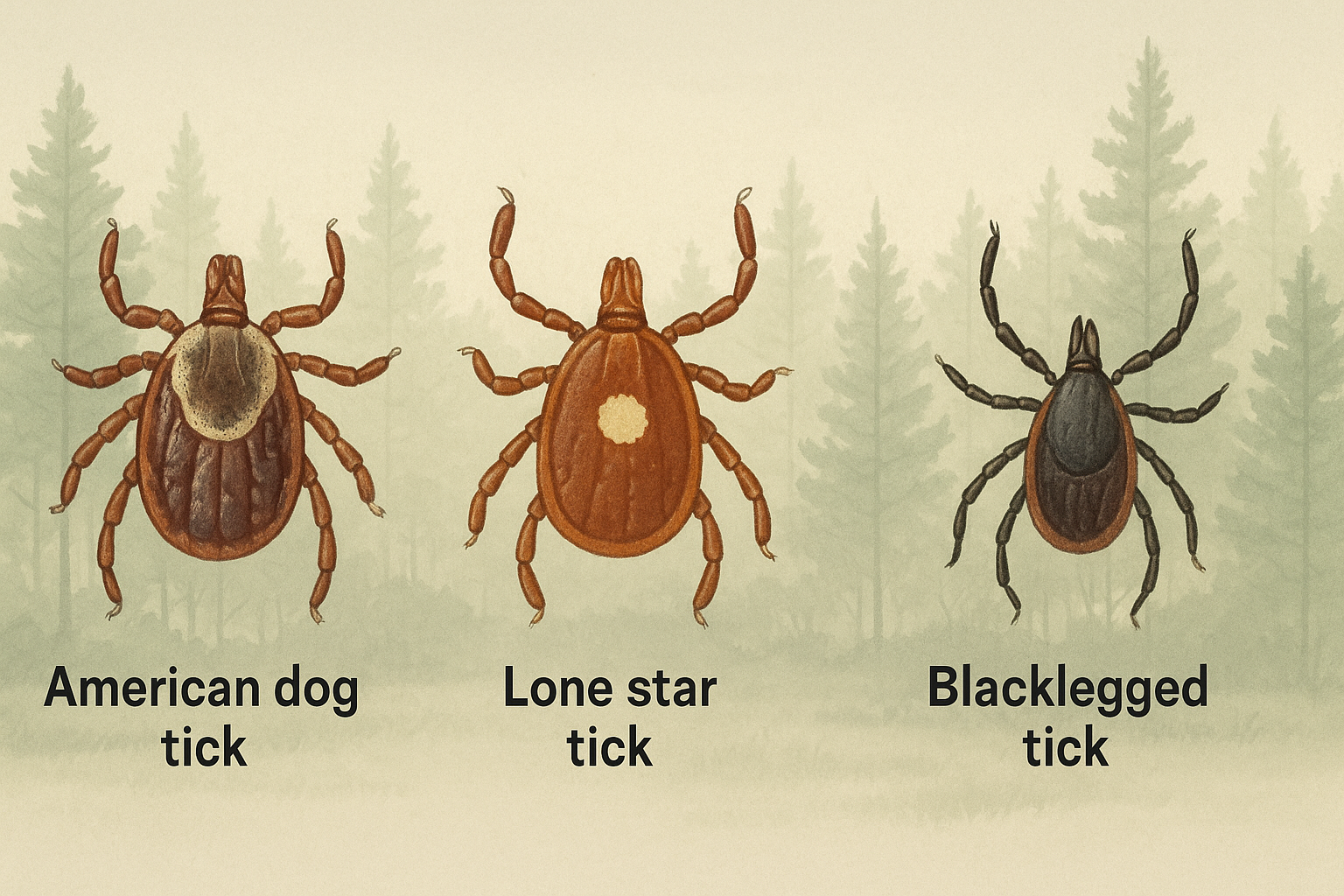 Emergency Tick Control in Smyrna, Georgia: What to Do Right Now 3 Illustration of common tick species in Smyrna, GA