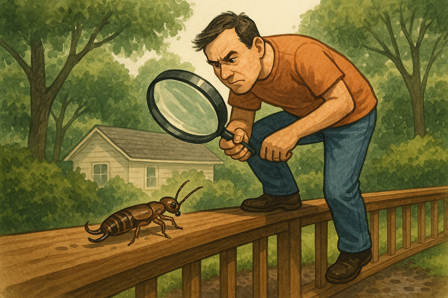 Illustration of common earwig damage signs in a home