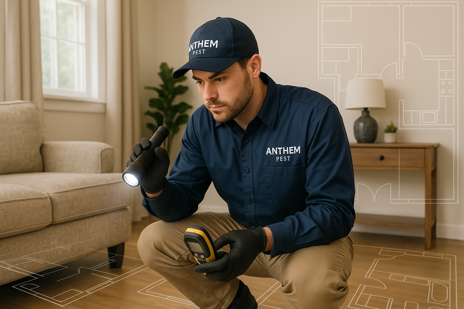 Centipede Inspection in Dunwoody, Georgia: What to Expect and When to Call a Pro 3 Technician inspecting a home’s foundation for pest entry points