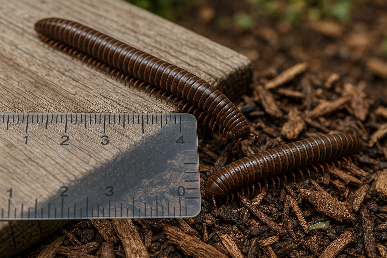 Close‑up of two millipede species common in the Atlanta metro area