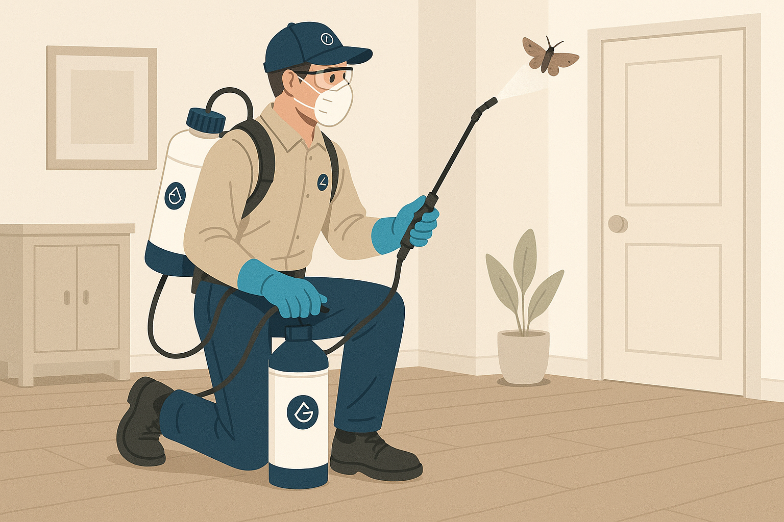 Emergency Moth Control in Smyrna, Georgia: What to Do Right Now 4 Technician applying rapid‑response moth treatment