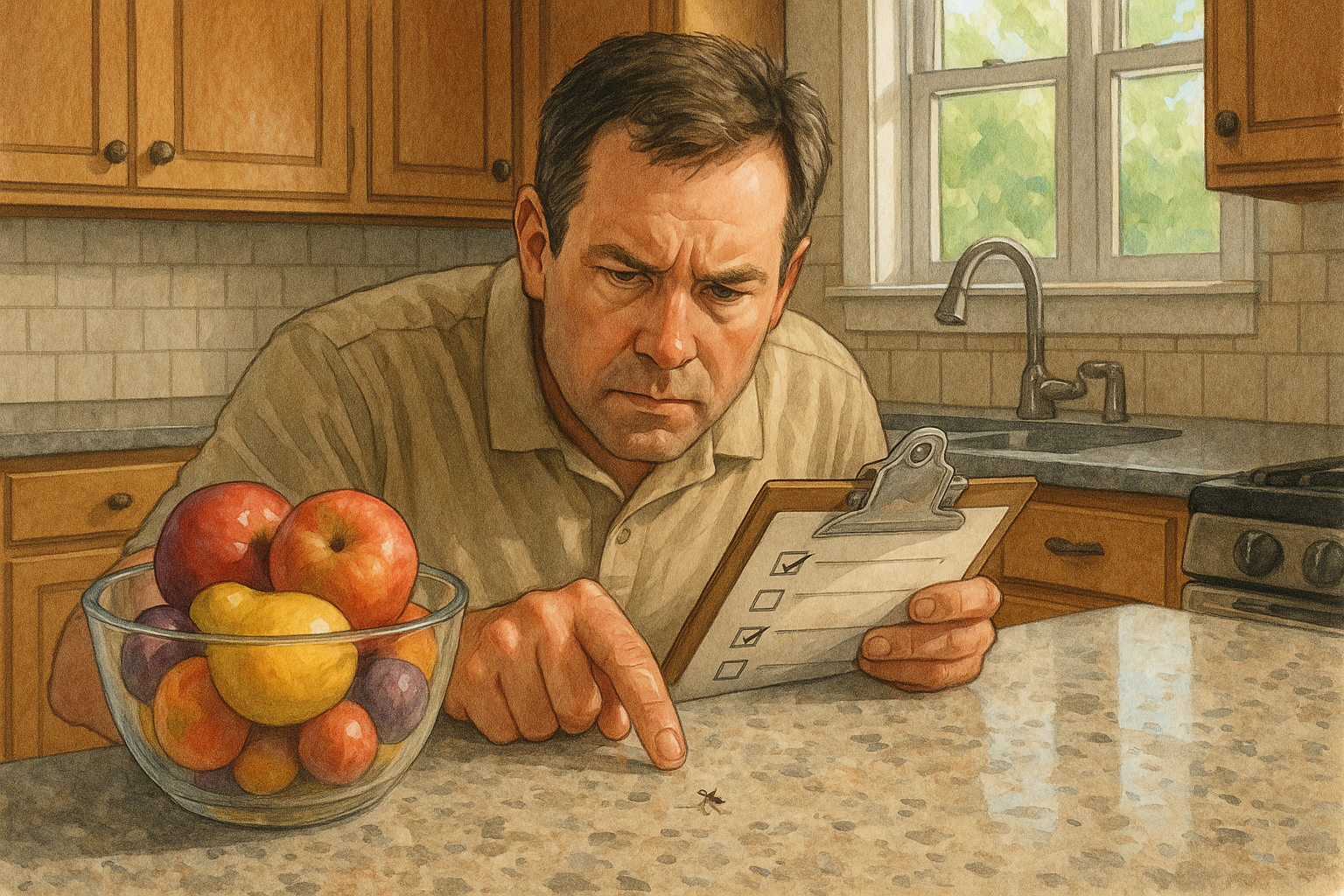 Fruit fly activity around kitchen items