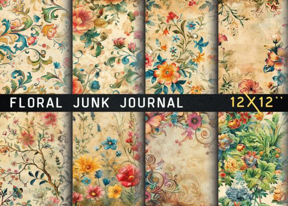 Vintage floral journal collage with title banner and botanical patterns