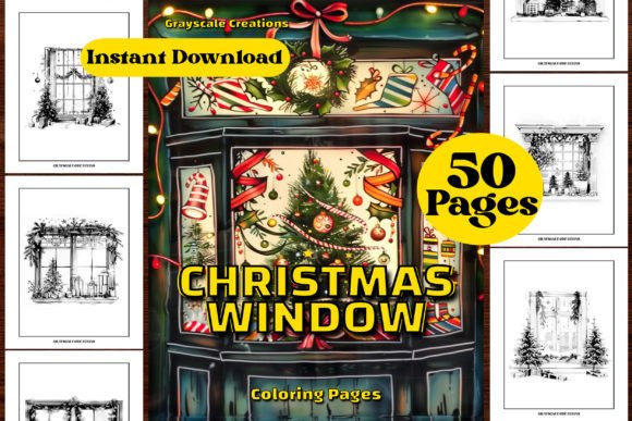 Christmas Window Coloring Book Cover