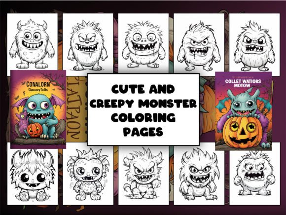 Cute and Creepy Monster Coloring Pages Preview