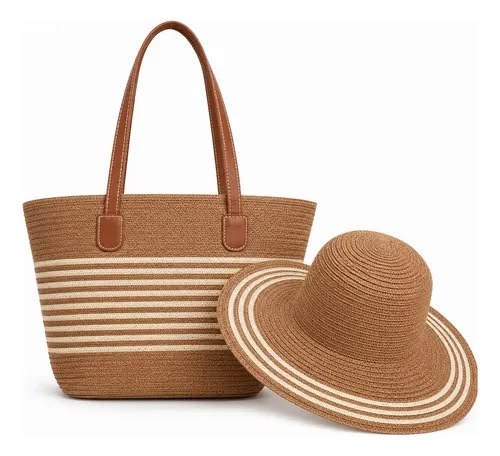 Tote Bag and Wide-Brim Sun Hat Combo