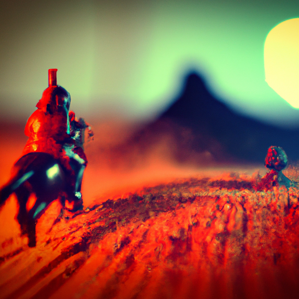 A Samurai riding a Horse on Mars, lomography.