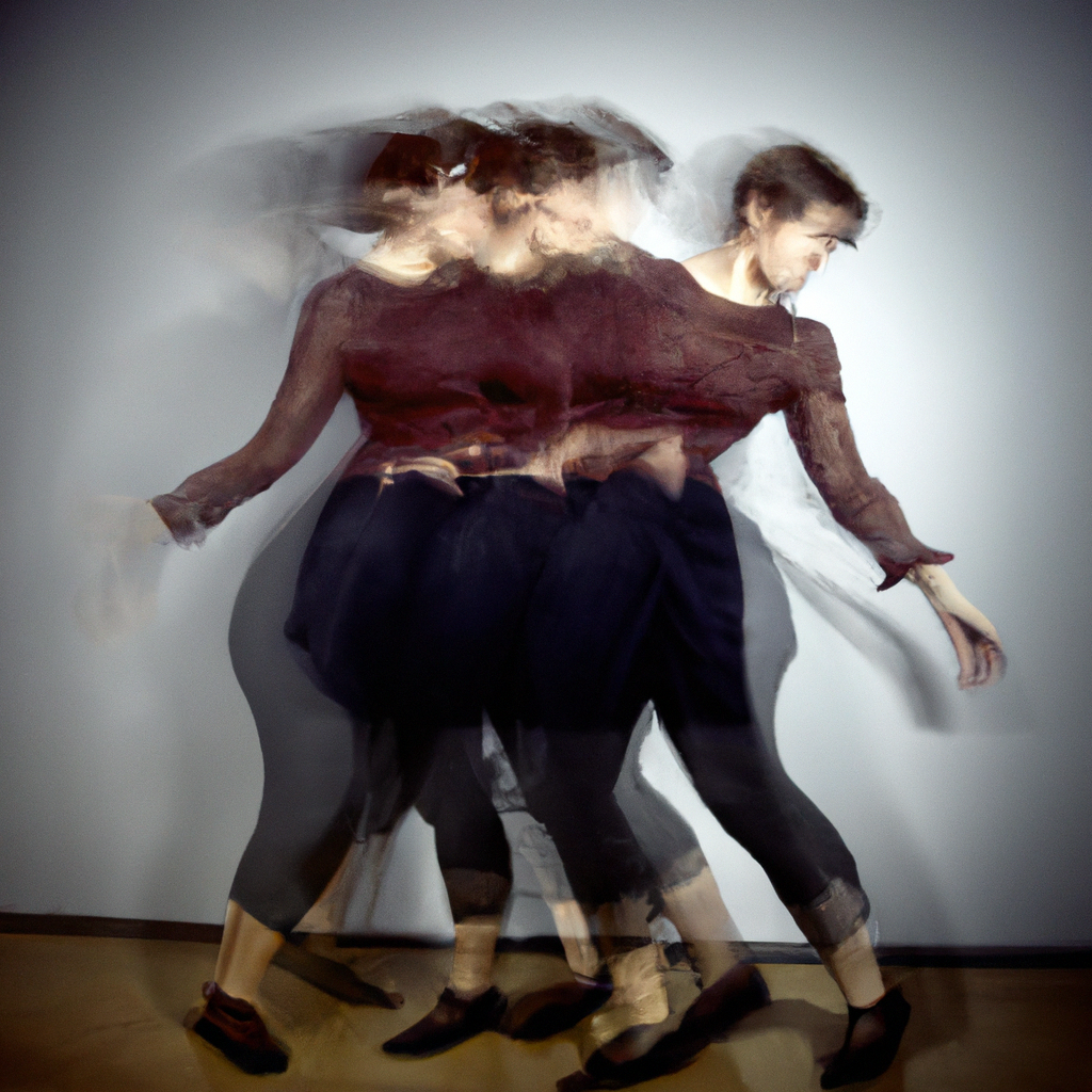 dancing woman in motion blur realistic, Stroboscopic Photography