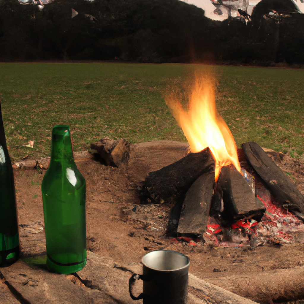 Scout camp, with beers and alcool that must be little in the back and a campfire.