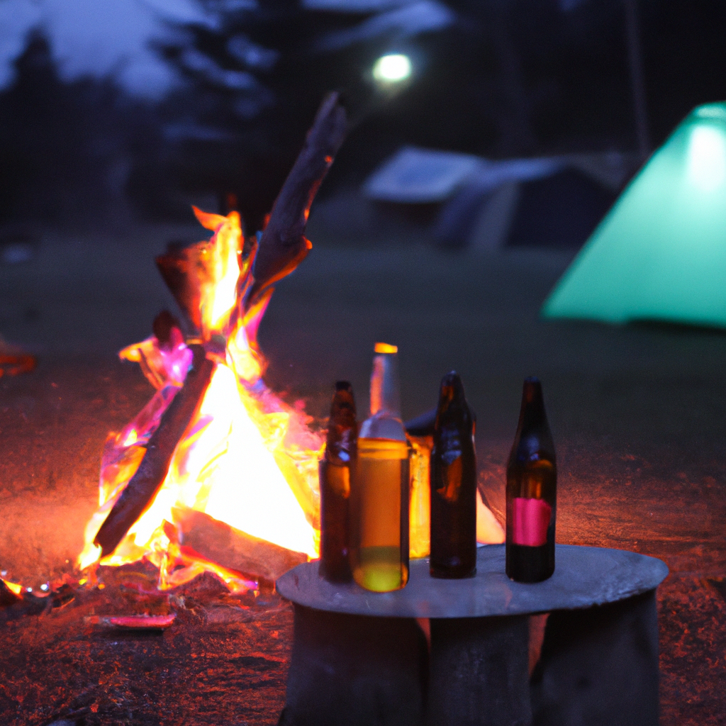 Fire camp with small bottle beers