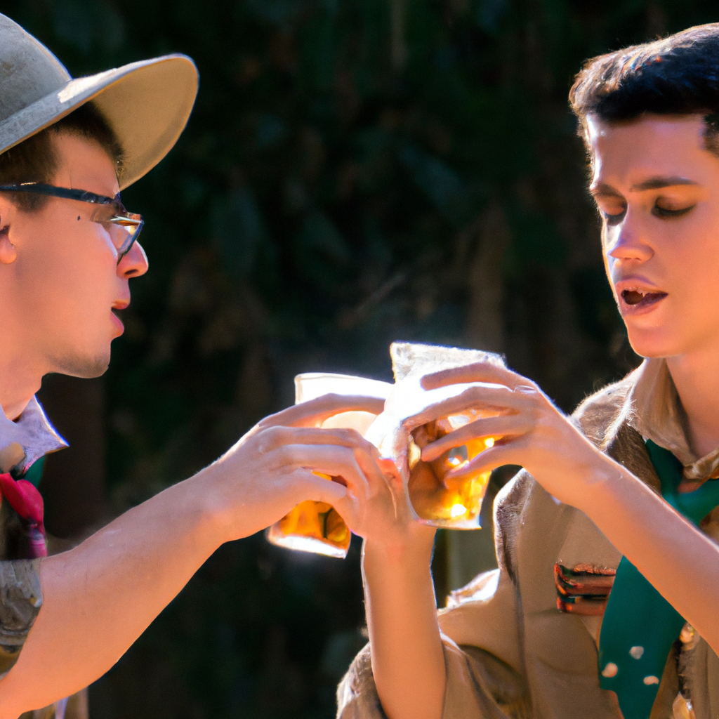 Boyscouts in a camp with alcool