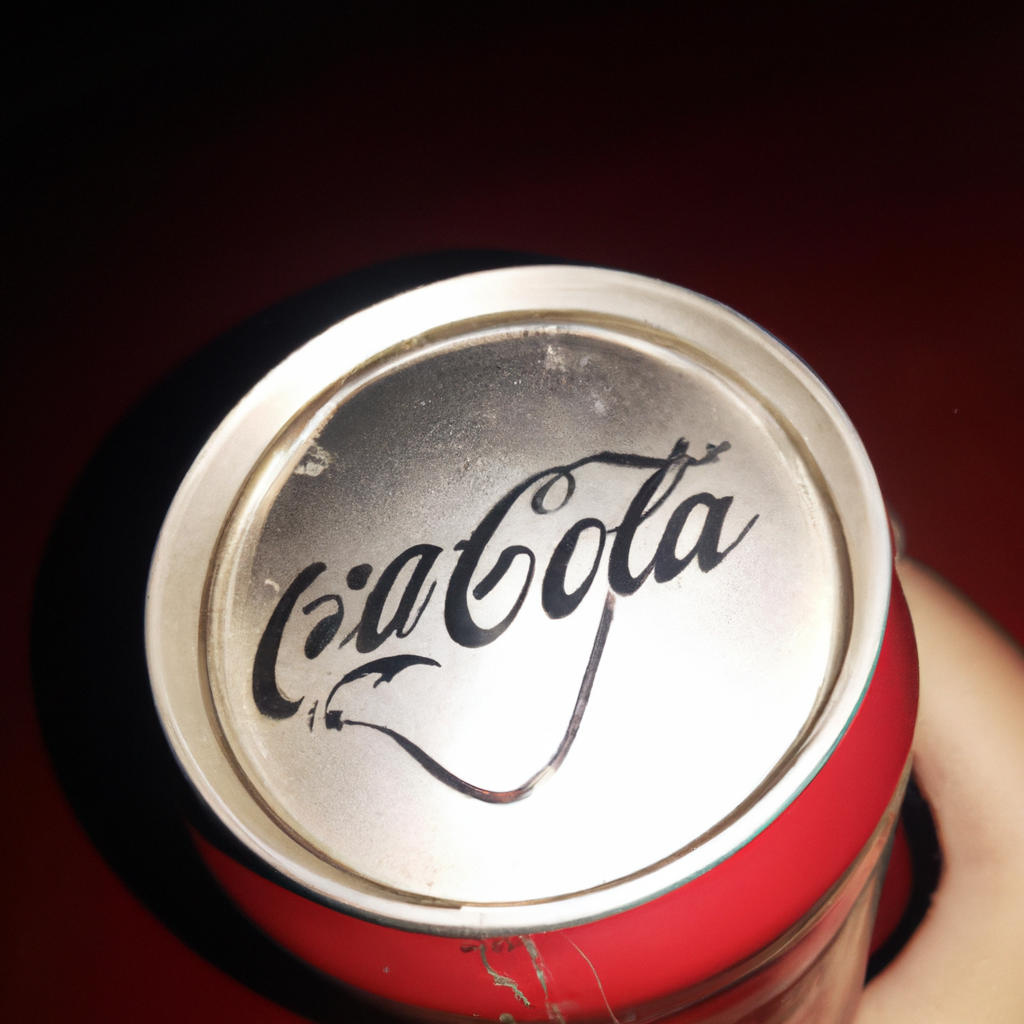 En primer plano una lata de coca