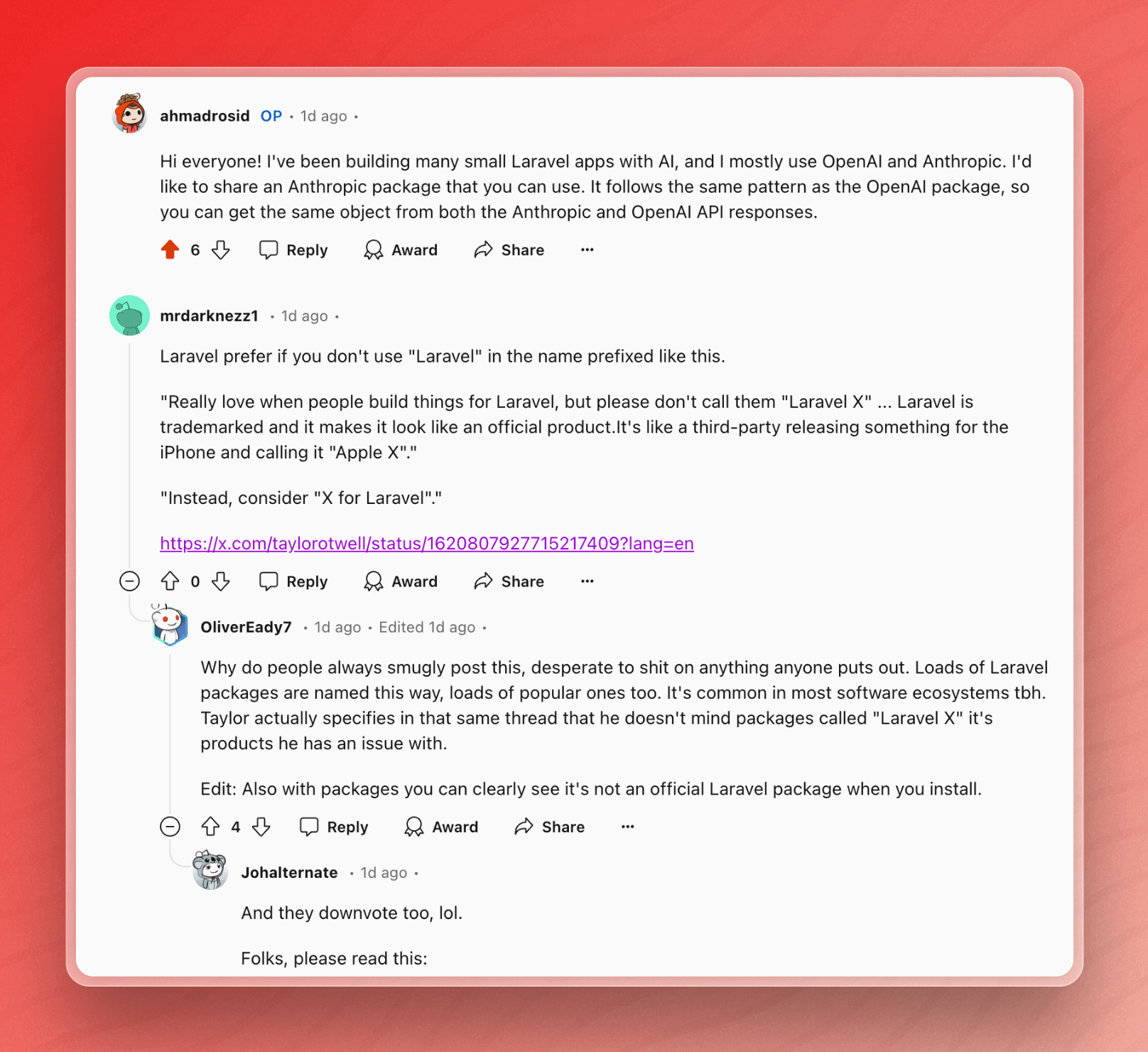 laravel-anthropic-reddit-discussion