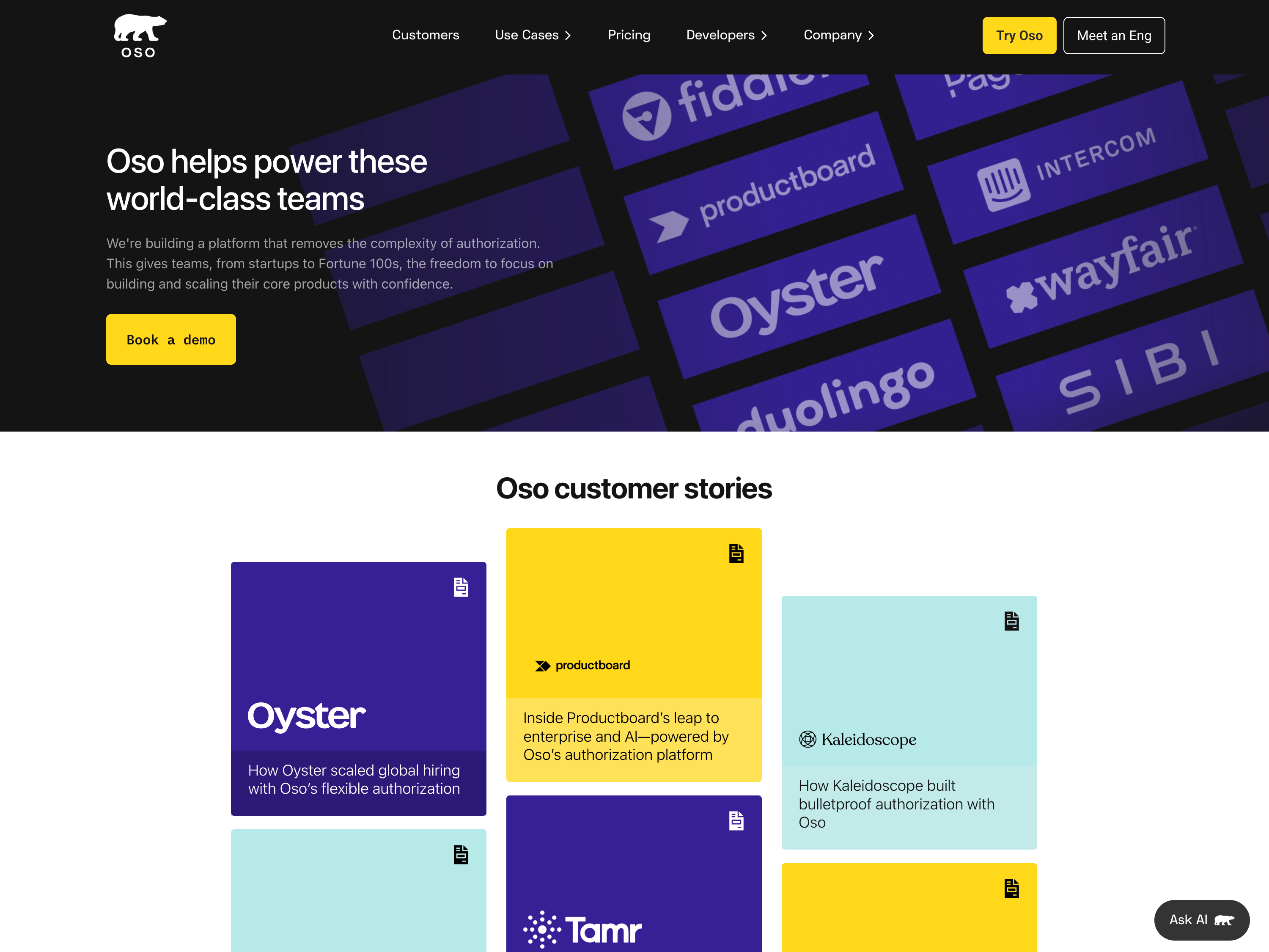 Screenshot from Oso Website