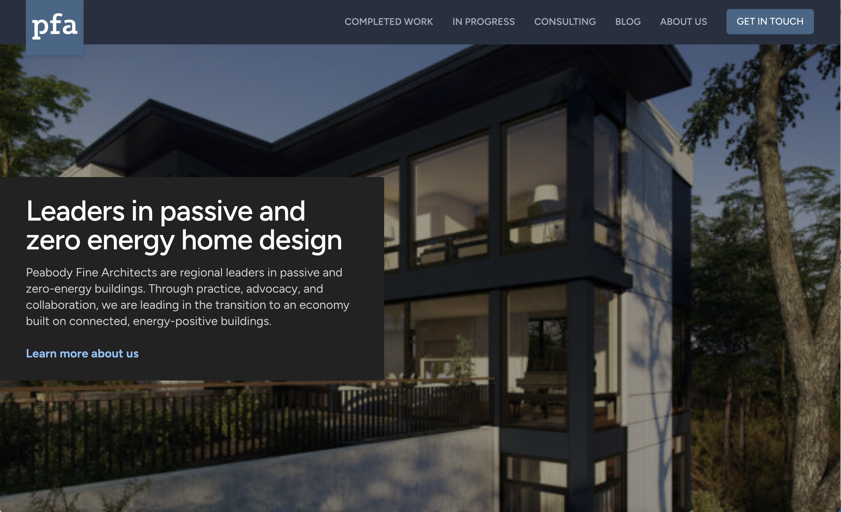 Screenshot from PFA Website Revamp