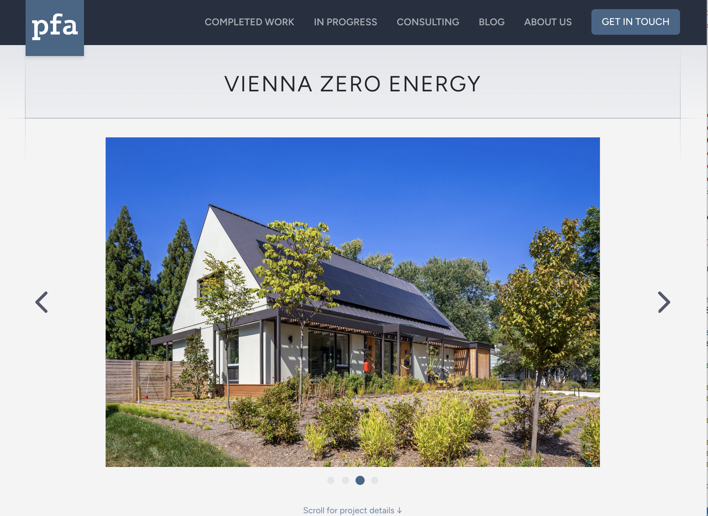 Screenshot from PFA Website Revamp