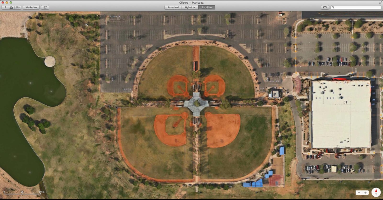 gilbert, maricopa - four baseball field surrounded by a parking square - baseball field - paul lahana