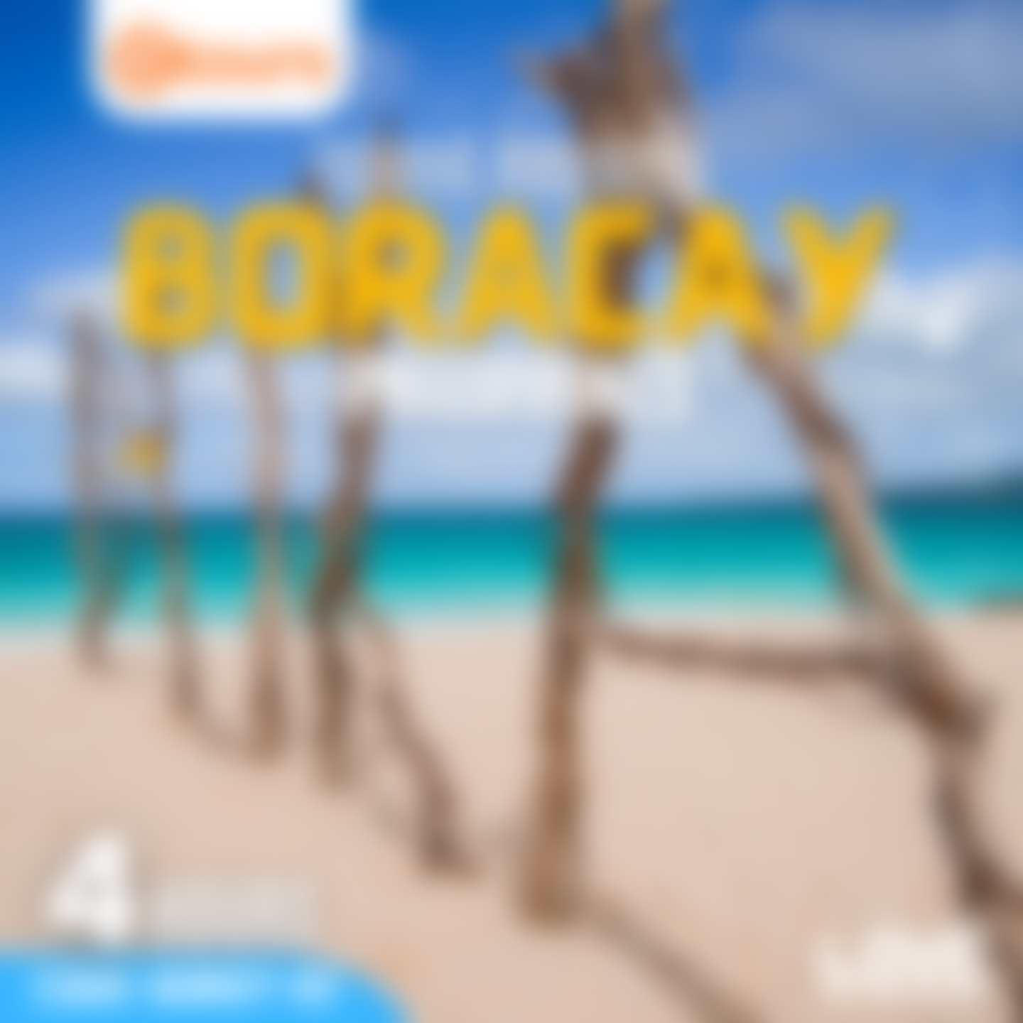 A wooden puka sign on the powdery shores of Puka Beach, marking it as one of the stops for Boracay island hopping.