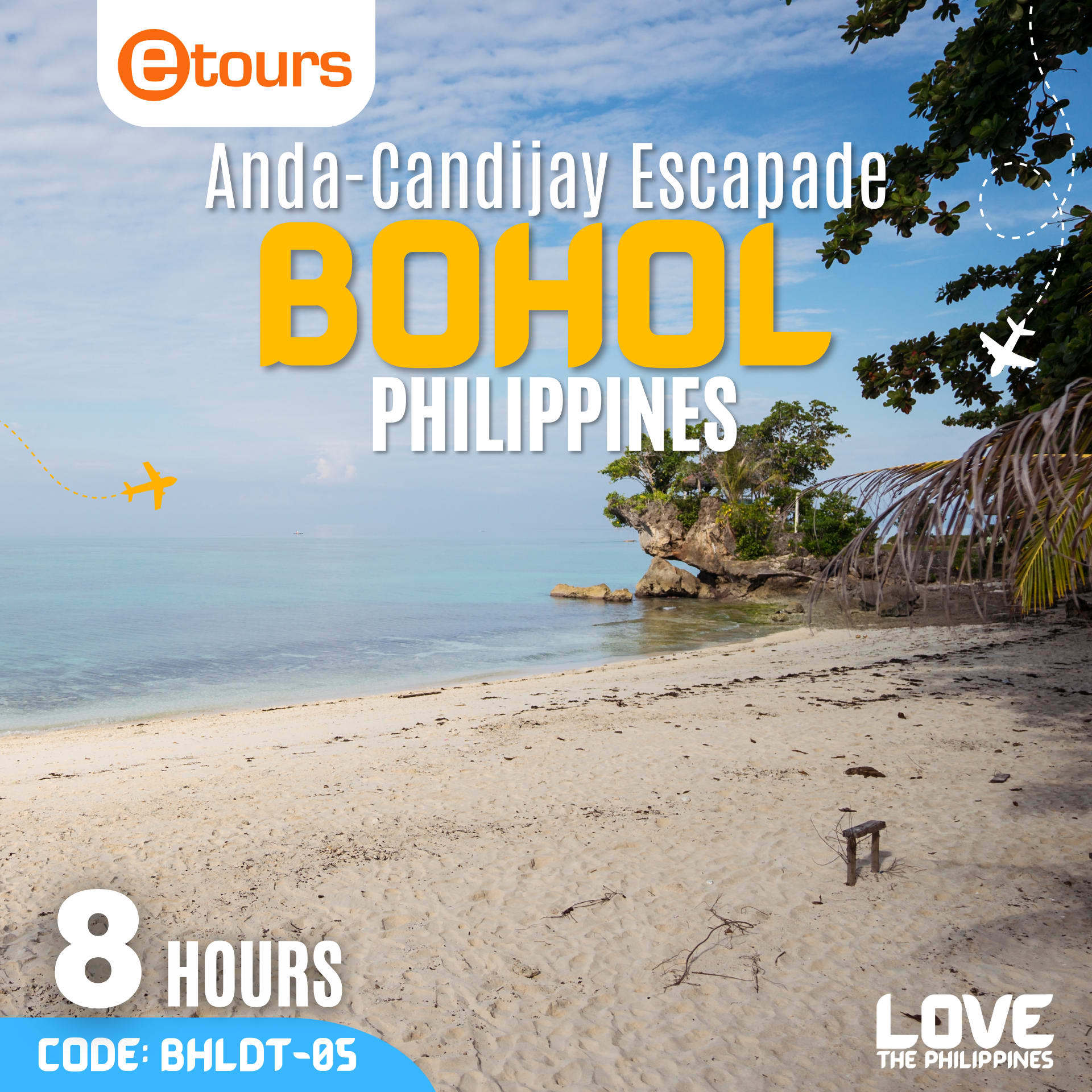 A pristine white sand beach in Anda, Bohol, perfect for sunbathing, swimming, and relaxation.