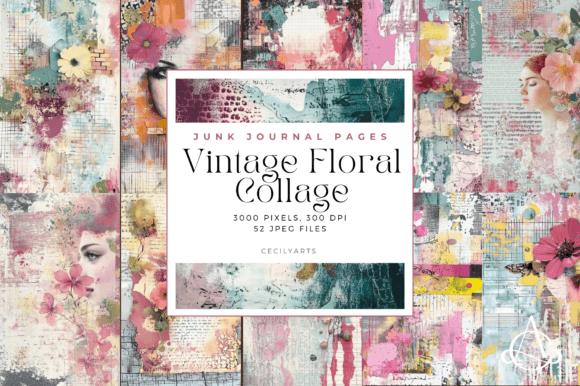 Vintage Floral Collage Junk Journal Page Design