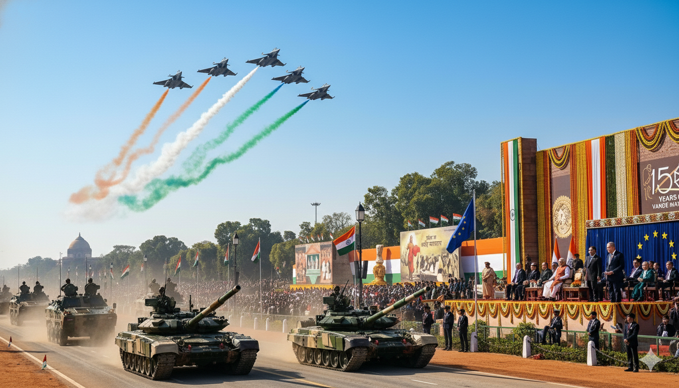 77th Republic Day Highlights: 'Battle Array' Debut, EU Chief Guests, and 150 Years of Vande Mataram