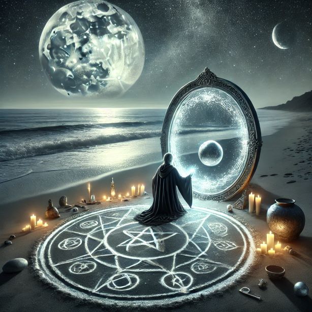 Moonlit Mirror Magic: A Coven’s Beach Ritual
