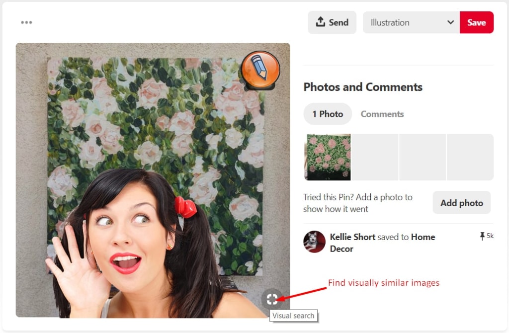 Как в пинтерест найти похожую картинку