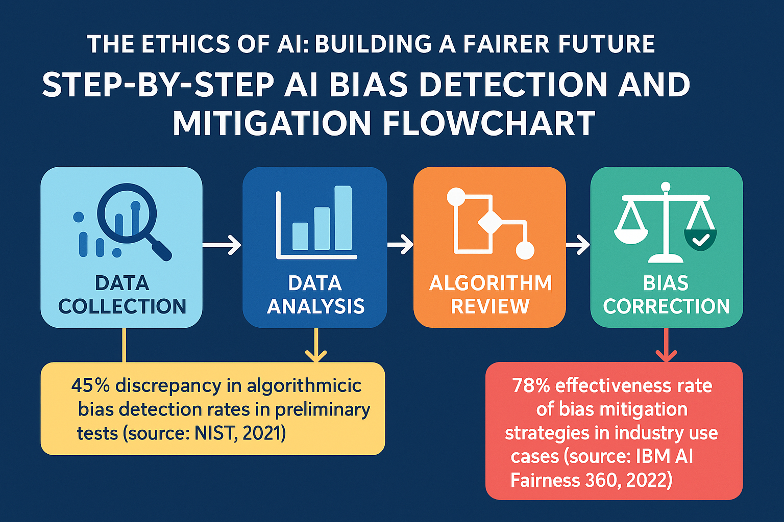 Flowchart outlining the process of detecting and mitigating bias in AI systems