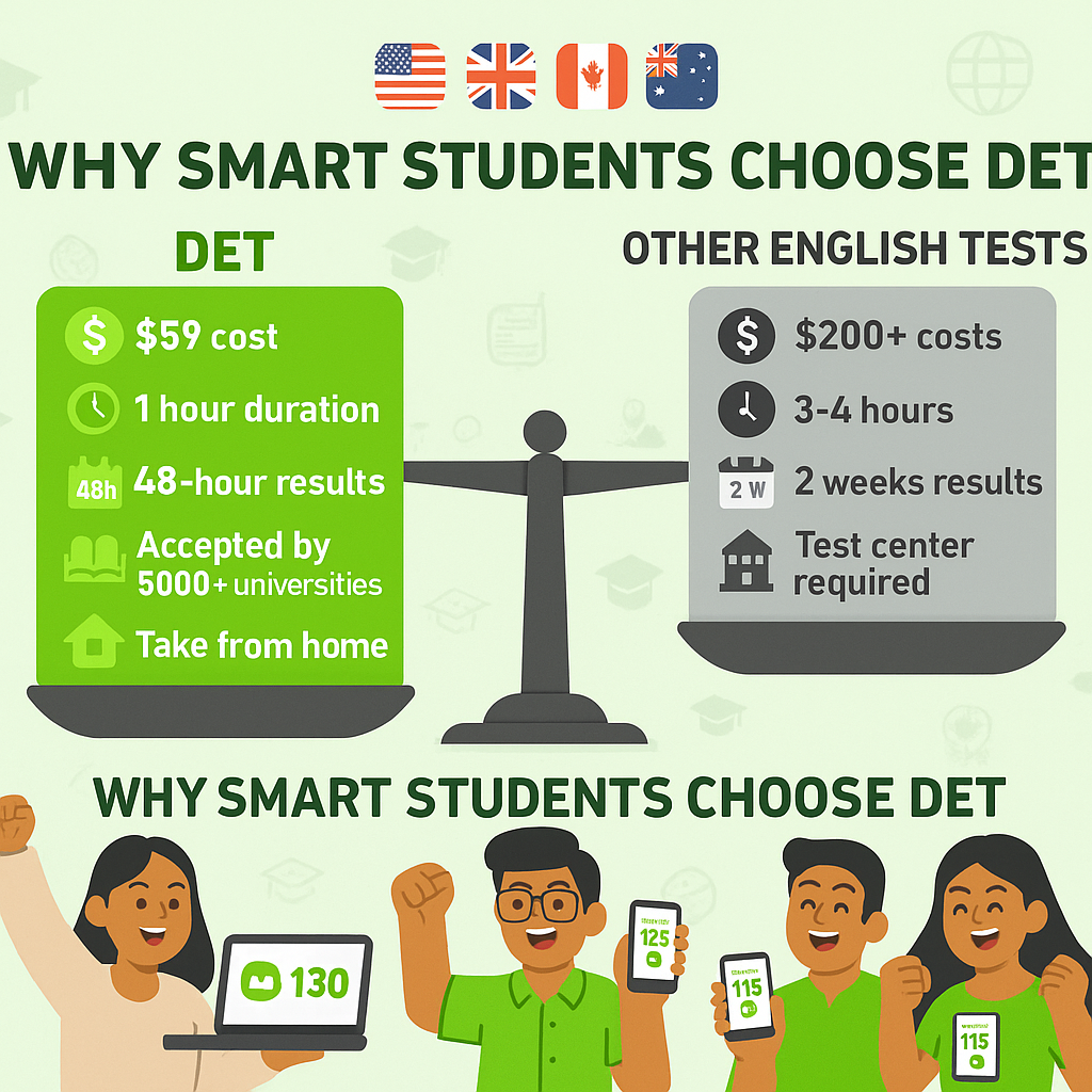 DET vs Other English Tests Comparison