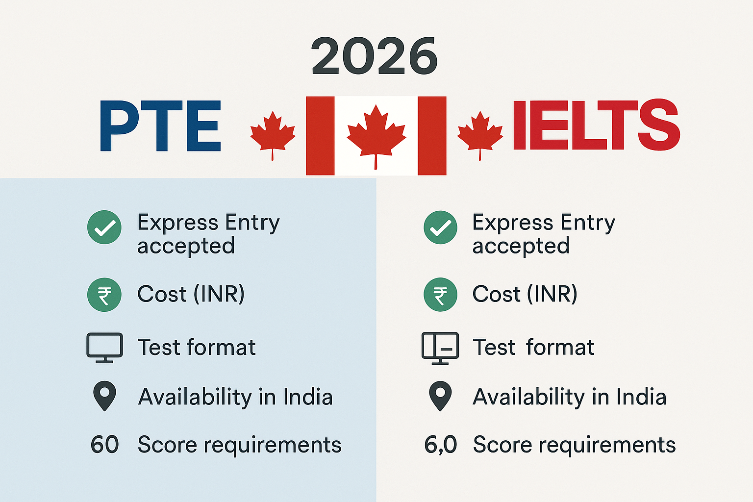 PTE vs IELTS 2026 Comparison for Canada PR and Study