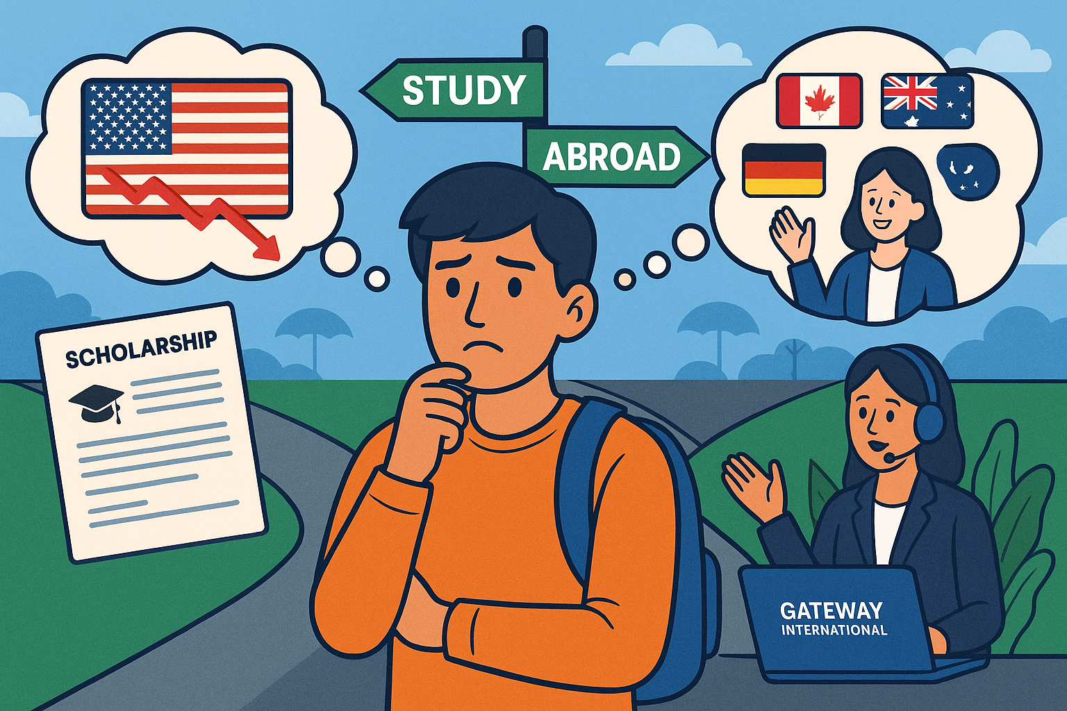 Indian students exploring multiple study abroad options