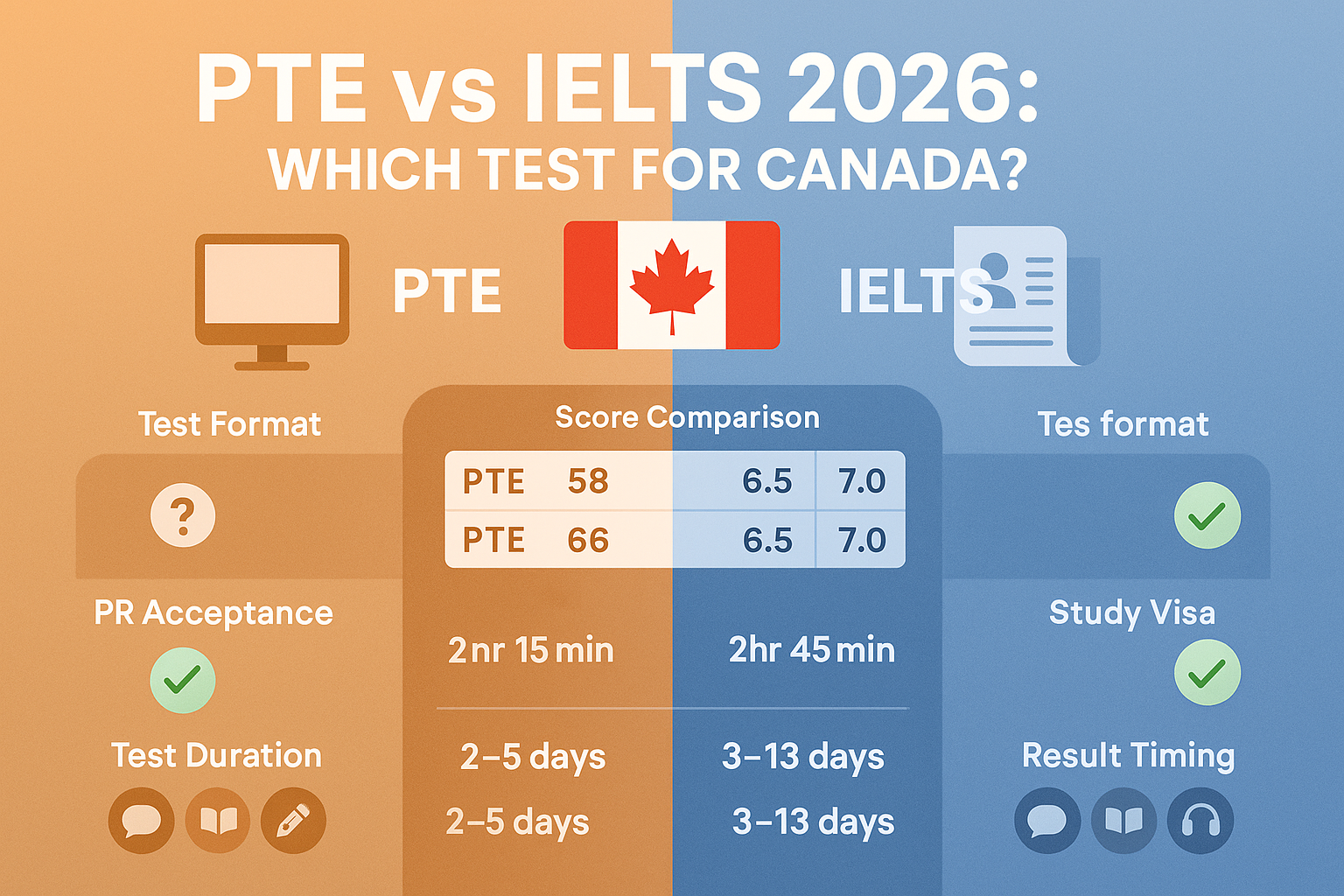 PTE vs IELTS 2026 Comparison Chart