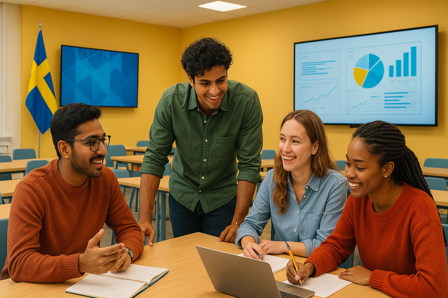 Swedish University Classroom with International Students