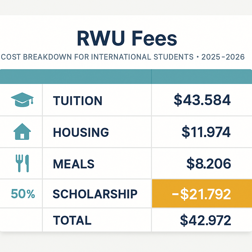 RWU Fees Cost Breakdown Table