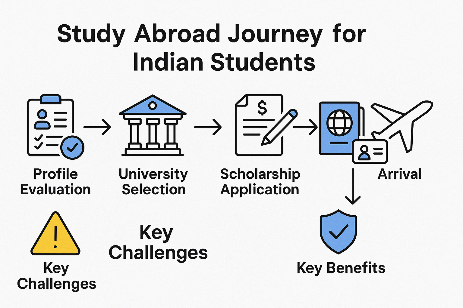 Infographic: Indian student study abroad journey from profile evaluation to global career