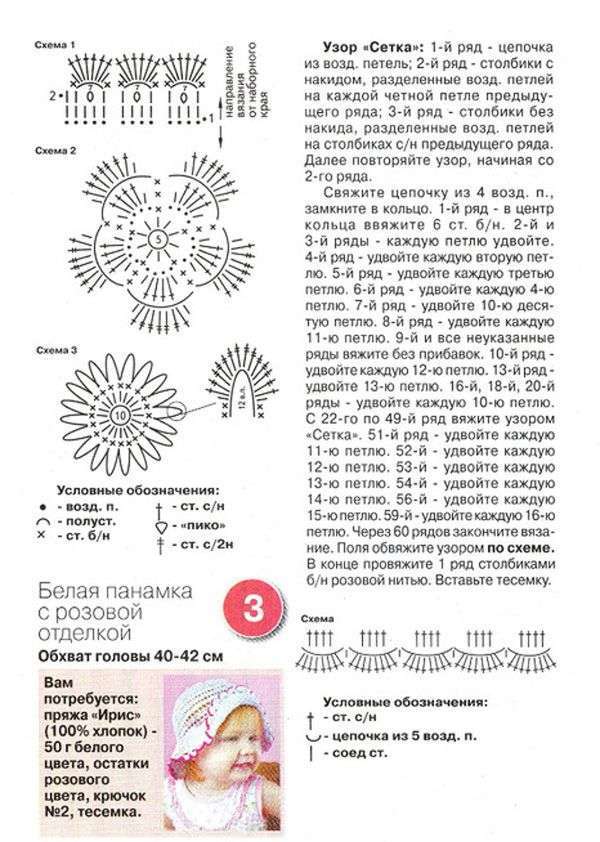 20 схем вязания летних детских шапочек, панамок и бандан крючком 20 схем вязания летних детских шапочек, панамок и бандан крючком