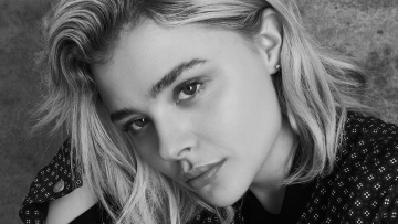 обоя девушки, chloe grace moretz, лицо, актриса, черно-белая, рубашка