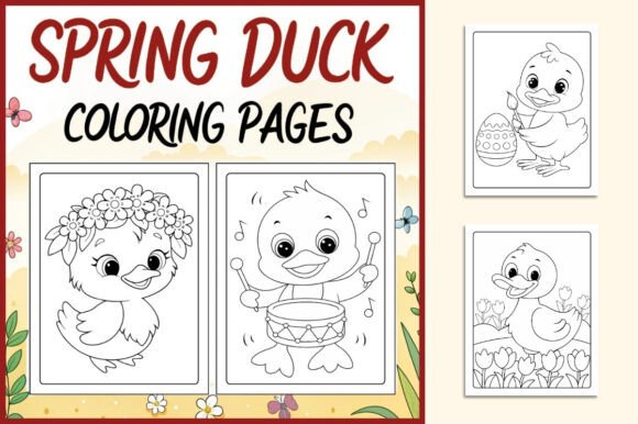 Spring Duck Coloring Pages Collection
