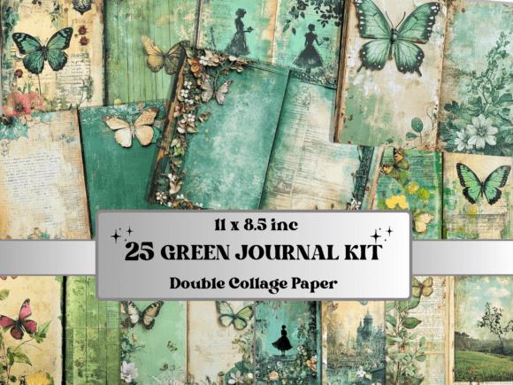 Green Junk Journal Whimsical Paper Collage