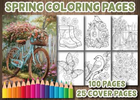 Spring Coloring Pages for Adults featuring floral designs and coloring tools
