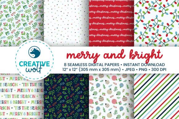 Merry and Bright Christmas Patterns Digital Paper Pack