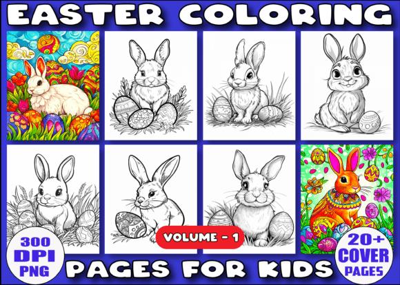 Easter coloring book featuring bunnies, eggs, and festive designs